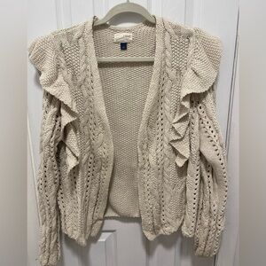 Universal Thread Cream Cardigan with Ruffle Accents
